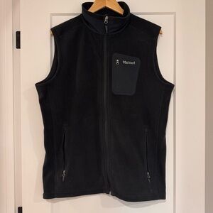 Marmot Black Sleeveless Fleece Vest - polartec - Large